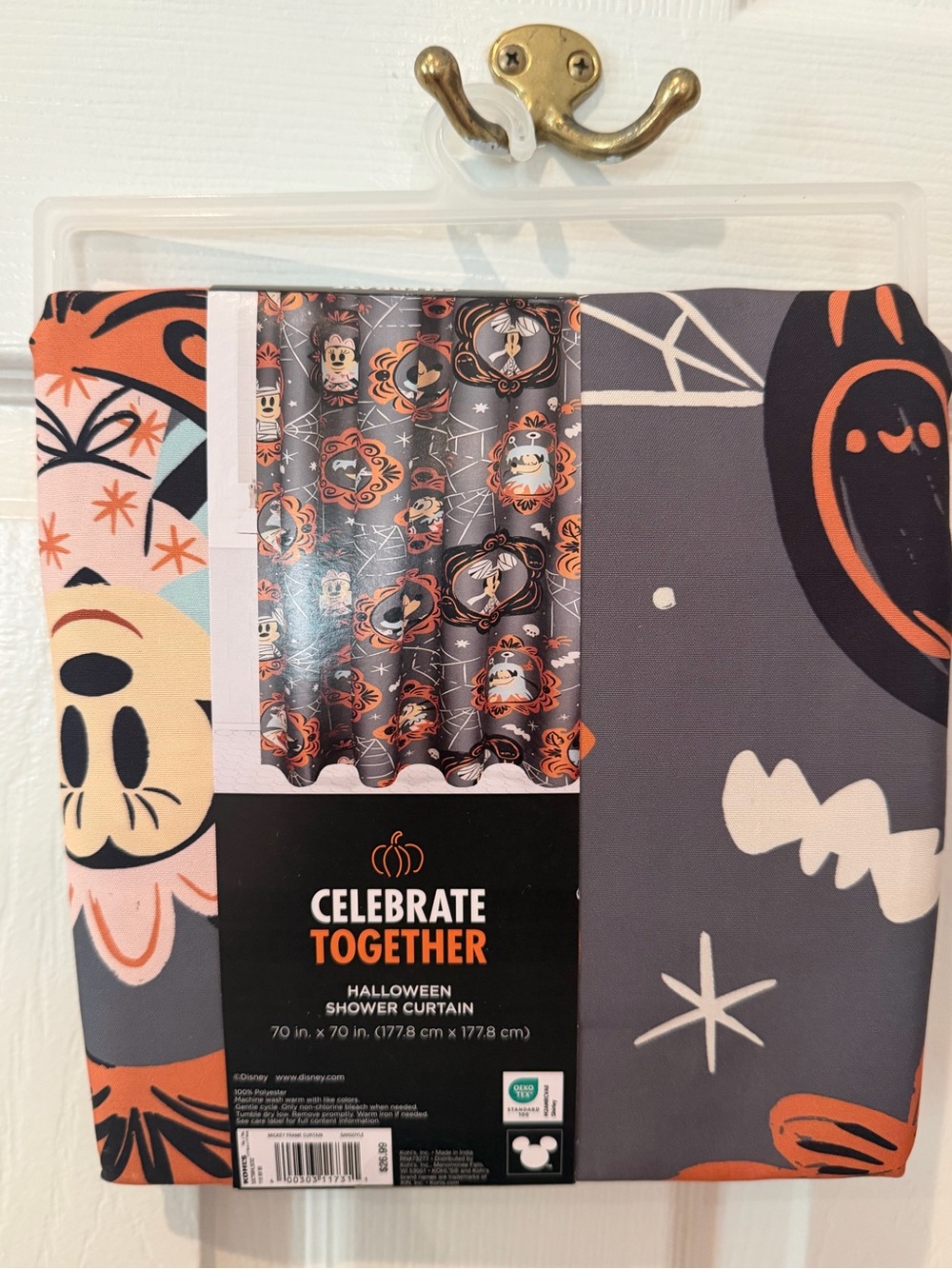 Disney Mickey Mouse Friends Halloween Shower Curtain 70x70 NWT